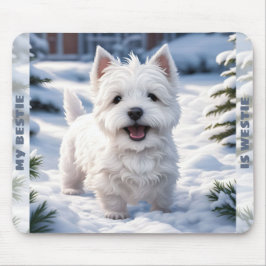 Anpassat namn för Cute White Hund Westie Winter Sn Musmatta