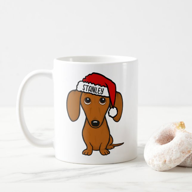 Anpassat namn för Dachshund Santa Cute Wiener Hund Kaffemugg (Med munk)