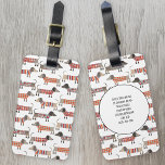 Anpassat namn för Dachshund Sause Hund Mönster Bagagebricka<br><div class="desc">Sötad liten Dachshund-korv eller wiener hundar i lygstickor. Perfekt för hundälskare och hundvalkare. Ändra kontaktinformationen på baksidan.</div>