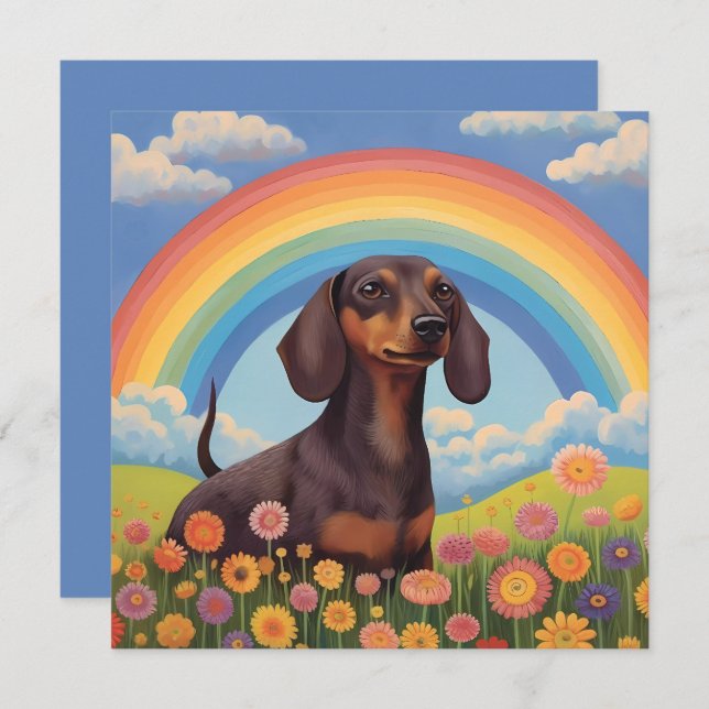 Anpassat namn för Dachshund Wiener Hund Rainbow Br (Fram/baksida)