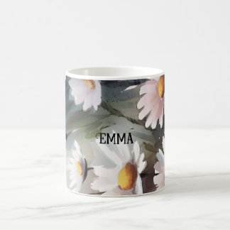 Anpassat namn för Daisy för vattenfärg Kaffemugg