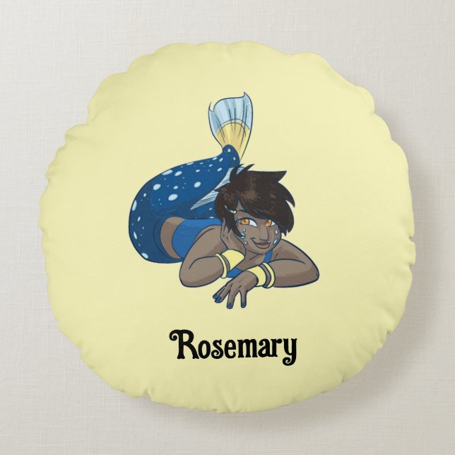 Anpassat namn för Dam sjöjungfru Rund Kudde (Framsidan)