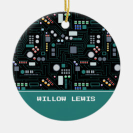 Anpassat namn för datorkretskort julgransprydnad keramik