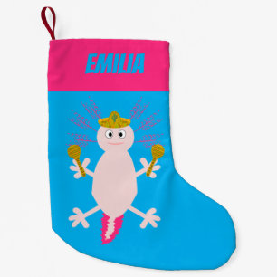 Anpassat namn för Day of the dead Mexican Axolotl Liten Julstrumpa