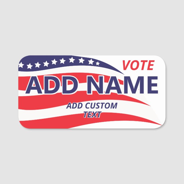 Anpassat namn för den politiska Kampanj-kandidaten Namnbricka (Framsida)