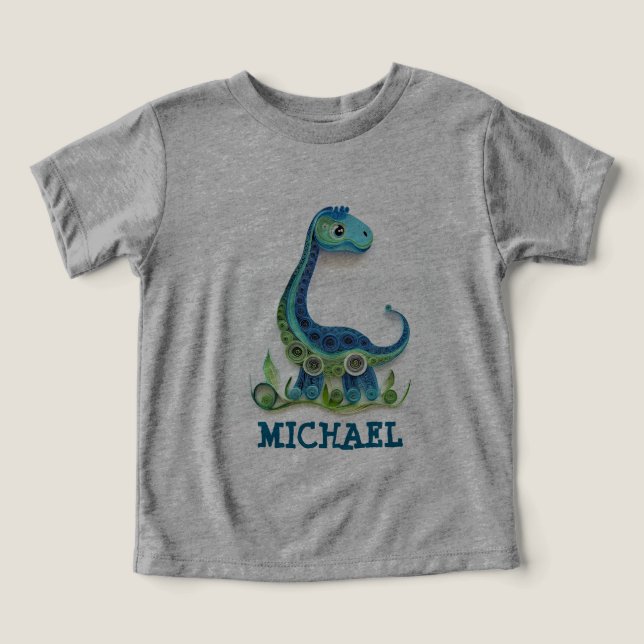 Anpassat namn för Dinosaur Quilling Art Stil T Shirt (Design Framsida)