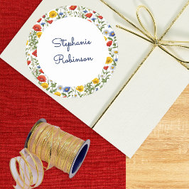 Anpassat namn för elegant av jokblommor i färgad B Runt Klistermärke