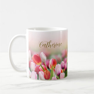 Anpassat namn för elegant Färga Blommigtar Kaffemugg
