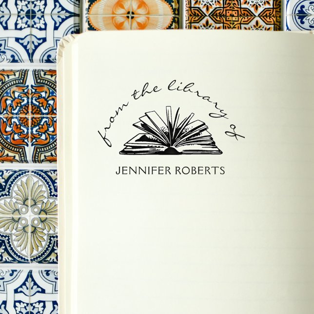Anpassat namn för elegant från Bibliotek Bok Stämpel (Elegant Classic Custom Name From The Library Book Rubber Stamp)