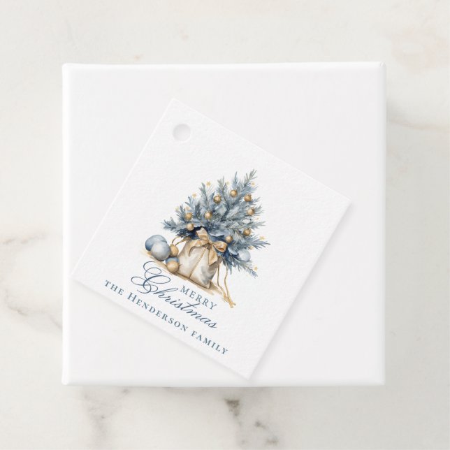 Anpassat namn för elegant God jul Guld Träd Gåvor Etiketter (På plats)