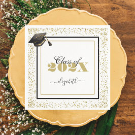 Anpassat namn för elegant Guld Studenten för 2025 Pappersservett
