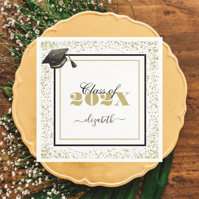 Anpassat namn för elegant Guld Studenten för 2025 Pappersservett (Skapare uppladdad)