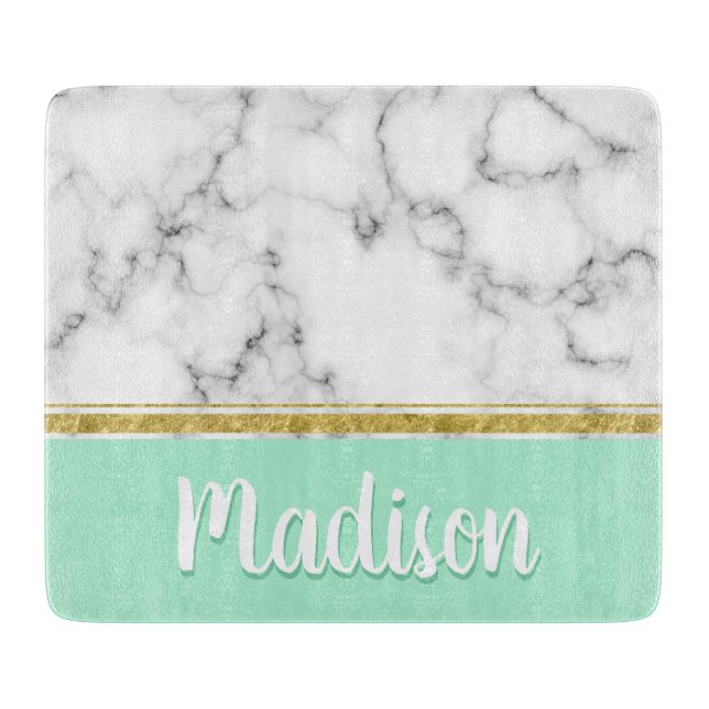 Anpassat namn för elegant Mint Marble och Guld (Framsidan)