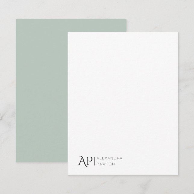Anpassat namn för elegant Pastel Grönt Personligt  Anteckningskort (Fram/baksida)