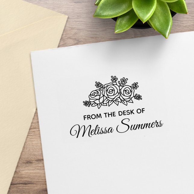 Anpassat namn för elegant Ro Flowers från skrivbor Stämpel (Skapare uppladdad)