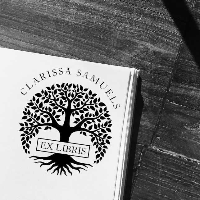Anpassat namn för elegant runda Träd Ex Libris Stämpel (Skapare uppladdad)