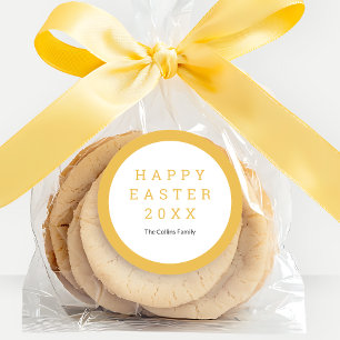 Anpassat namn för Eleganten Glad påsk Gult Modern Runt Klistermärke