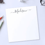 Anpassat namn för enkel Chic, minimalistiskt skrip Anteckningsblock<br><div class="desc">Elegant svartvit anteckningsblock med ditt eget namn i trendigets skriptkalligrafi med blomning. Den här enkla utformningen av namnteckning stil är klassad än snyggt.</div>