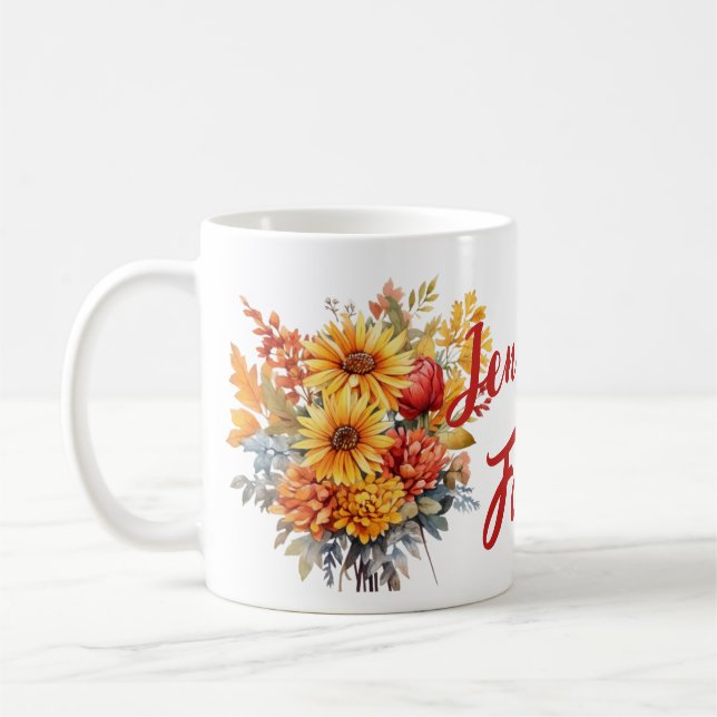 Anpassat namn för Fall Season Bouquet Kaffemugg (Vänster)