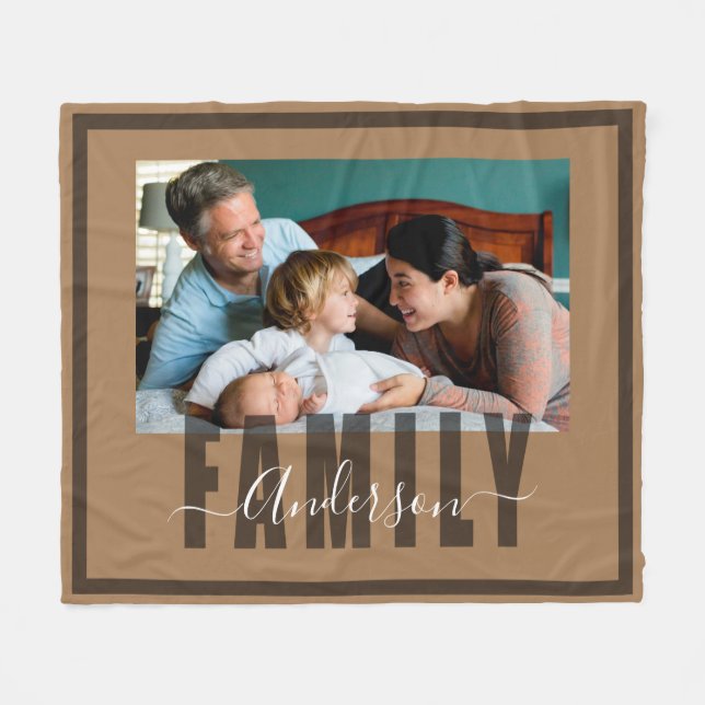 Anpassat namn för familjen och ett foto fleecefilt (Framsidan (Horisontell))