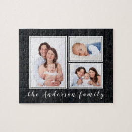 Anpassat namn för familjen Photo Collage Modern Pussel