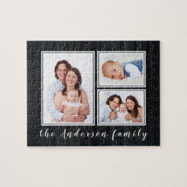 Anpassat namn för familjen Photo Collage Modern Pussel