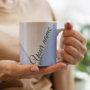 Anpassat namn för Färg-blocket i snyggt blue monok Kaffemugg