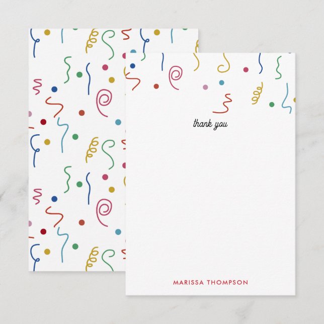 Anpassat namn för färgad Party-konfetti Tack Kort (Fram/baksida)
