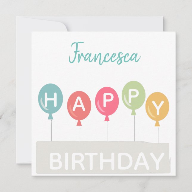 Anpassat namn för färgade Grattis på födelsedagen- Inbjudningar (Framsida)