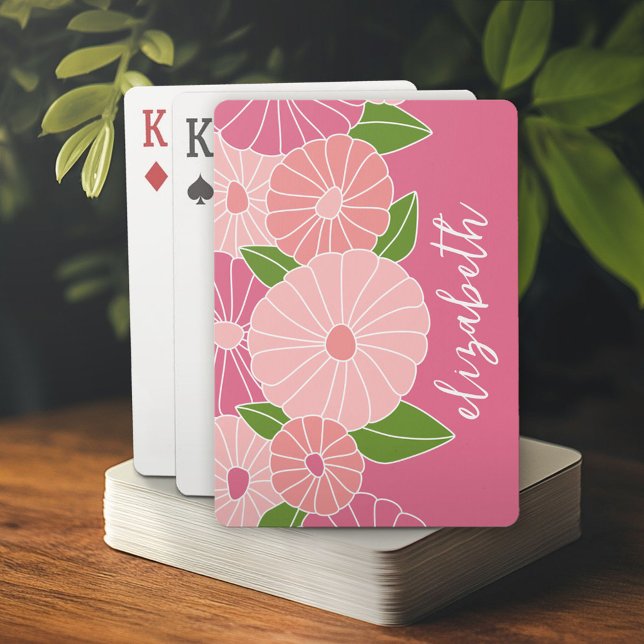 Anpassat namn för färgat sommar-Blommönster Casinokort (Custom Playing Cards)