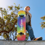 Anpassat namn för färglöst modern regnbåge Tie Dye Mini Skateboard Bräda 18,5 Cm<br><div class="desc">Färgfull Modern Rainbow Tie Dye Swirl Custom Name Skateboard har personligen namn i modern typografi på en färgad med regnbågsfärgstidssnurrande bakgrund. Anpassa genom att redigera texten i textrutan. Ge en anpassningsbar har gjort en gåva,  skateboard-personlig till din favoritskateboarder för jul,  födelsedag eller din BFF. Designad av ©Evco Studio www.zazzle.com/store/evcostudio</div>