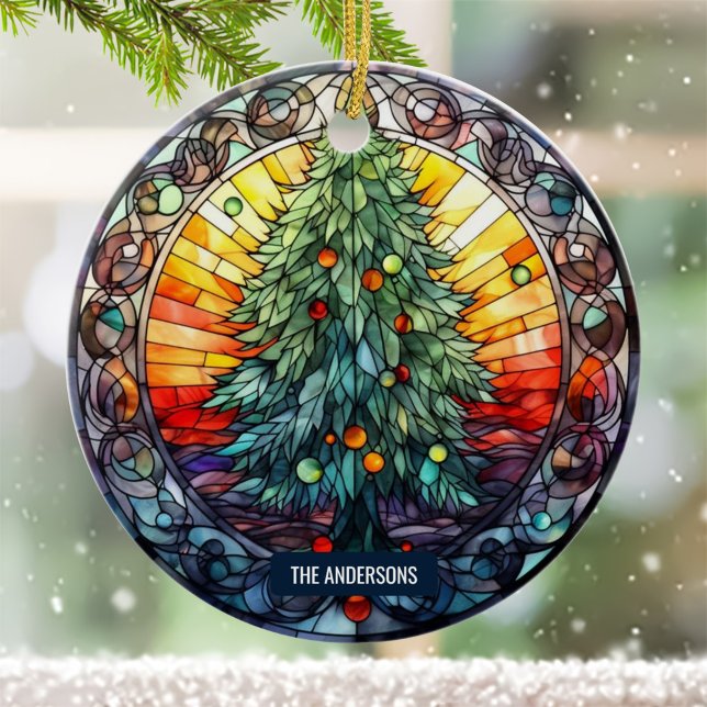 Anpassat namn för fastsatt glassoset Julgran Julgransprydnad Keramik (Skapare uppladdad)