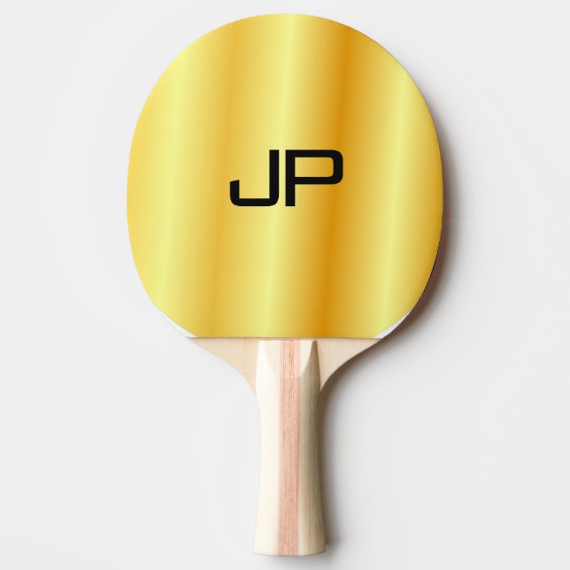 Anpassat namn för Faux Guld Metallic Lock Monogram Pingisracket (Framsidan)
