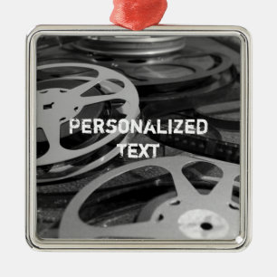 Anpassat namn för filmåtergivning/filmåterel julgransprydnad metall