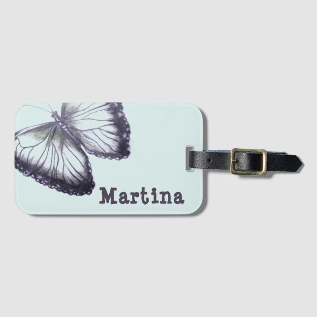 Anpassat namn för fjäril-design bagagebricka (Framsida horisontal)