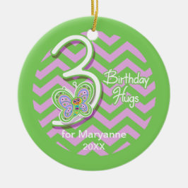 Anpassat namn för fjäril Hugs från tredje födelsed Julgransprydnad Keramik