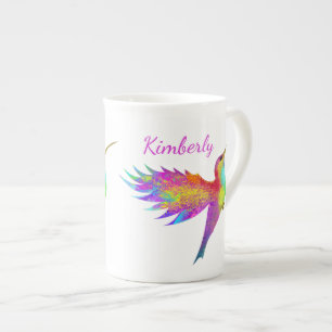 Anpassat namn för flygande Hummingbird Bone China Benporslin Mugg