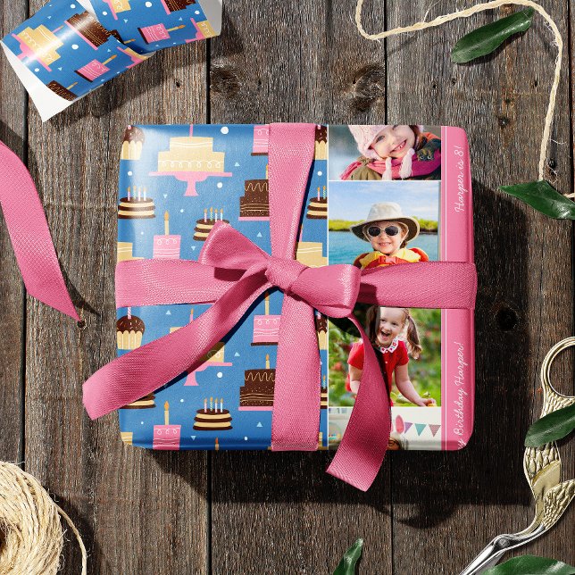 Anpassat namn för födelsedagskaka Mönster + foto f Presentpapper (Skapare uppladdad)
