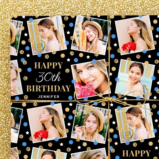 Anpassat namn för födelsedagskonfetti Photo Collag Presentpapper (Skapare uppladdad)