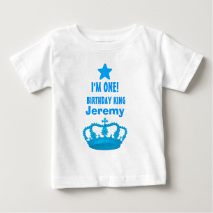 Anpassat namn för första födelsedag Krona och stjä T-shirt