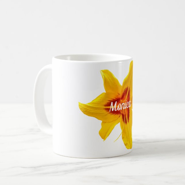 Anpassat namn för foto för gult Blommar Kaffemugg (Framsida vänster)