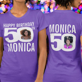 Anpassat namn för fotomall med 50 års födelsedag,  t shirt