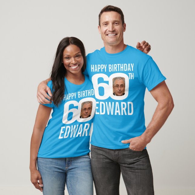 Anpassat namn för fotomall med 60 års födelsedag,  t shirt (Unisex)