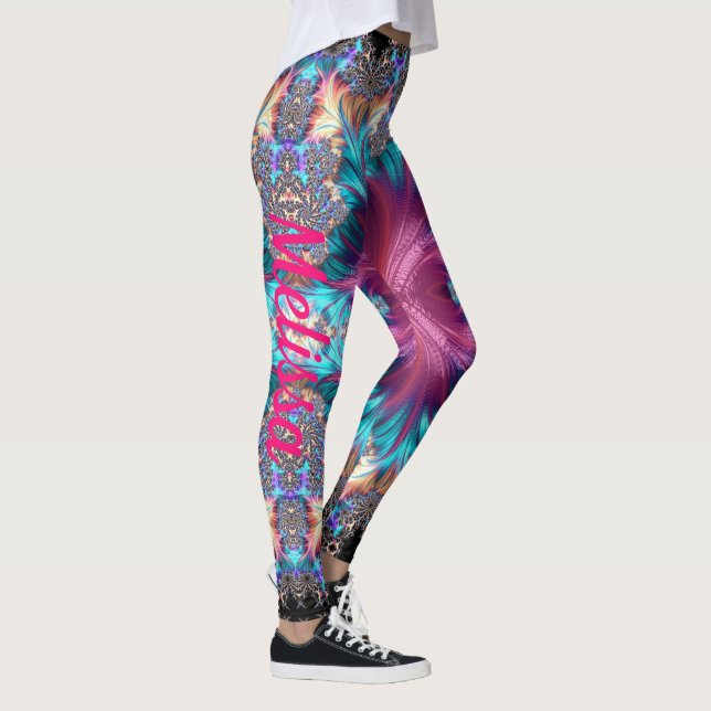 Anpassat namn för Fractal Rosa Rainbow Leggings (Höger)