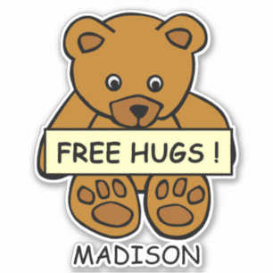 Anpassat namn för Free Hugs Teddy Klistermärken