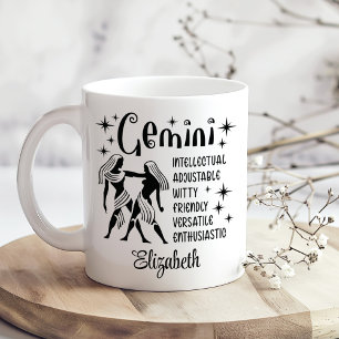 Anpassat namn för Gemini Zodiac Horoscope Kaffemugg