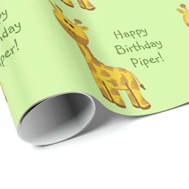 Anpassat namn för Giraffe-radbrytning Papper Presentpapper (Rullad Hörn)