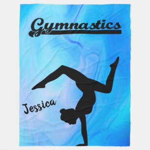 Anpassat namn för Girls Gymnastics Blue Swirl Fleecefilt