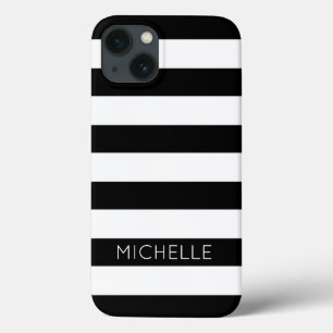 Anpassat namn för Girly Black White Rand Monogram