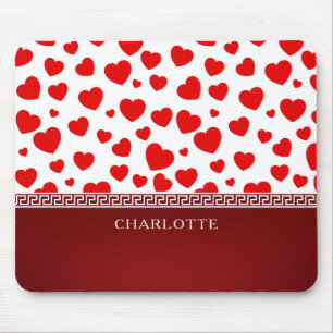 Anpassat namn för Girly Elegant Red Heart Musmatta